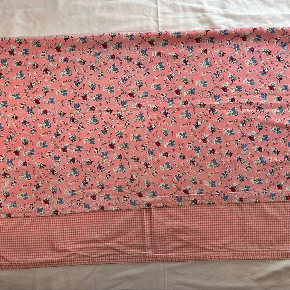Vintage Pink Baby Blanket and soft Flannel Gingham Fabric‎ 33” x 39”